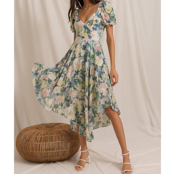 Sau Lee Dresses & Skirts - SAU LEE Georgia Floral Ruffle Midi Dress – NWT – Size 0